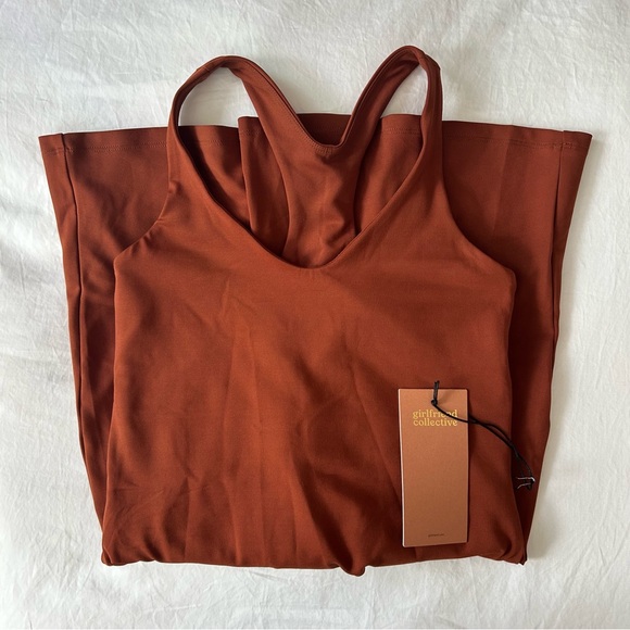NWT Mahogany Lola V-Neck Dress | girlfriend collective - Picture 7 of 9